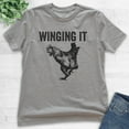 thumbnail image 2 of Kids Winging It Shirt, Youth Kids Boy Girl T-Shirt, Chicken Shirt, Chicken Wing Shirt, Dark Heather Gray, Small, 2 of 4