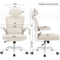 thumbnail image 2 of Ergonomic Mesh Office Chair With 3D Adjustable Lumbar Support, High Back Desk Chair With Flip-Up Arms, Executive Computer Chair Home Office Task Swivel Rolling Chairs For Adults Off-White, 2 of 8