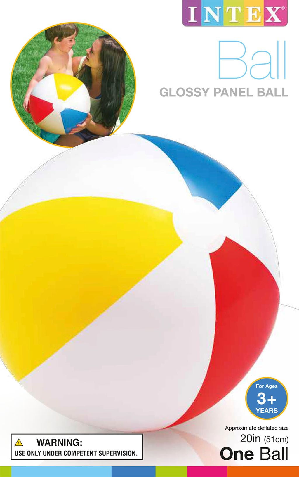 (2 pack) Intex 20" Glossy Panel Multicolor Inflatable Beach Ball Pool Toy Ages 3+