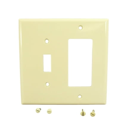 Gfi Out Cover Eagle Light Almond Mid-Size 2-Gang Combination Decorator Switch Cover GFI Wallplate 2053LA ()