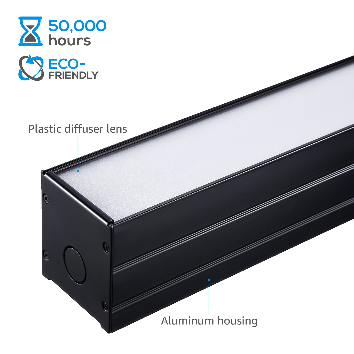 40W LEONLITE 4ft Dimmable LED Linear Light 100W-230W Eq. 4000K Cool White Pack of 2 5 Years Warranty UL & DLC Garage 4600lm Linkable Suspension Lighting Fixture Black for Office Market
