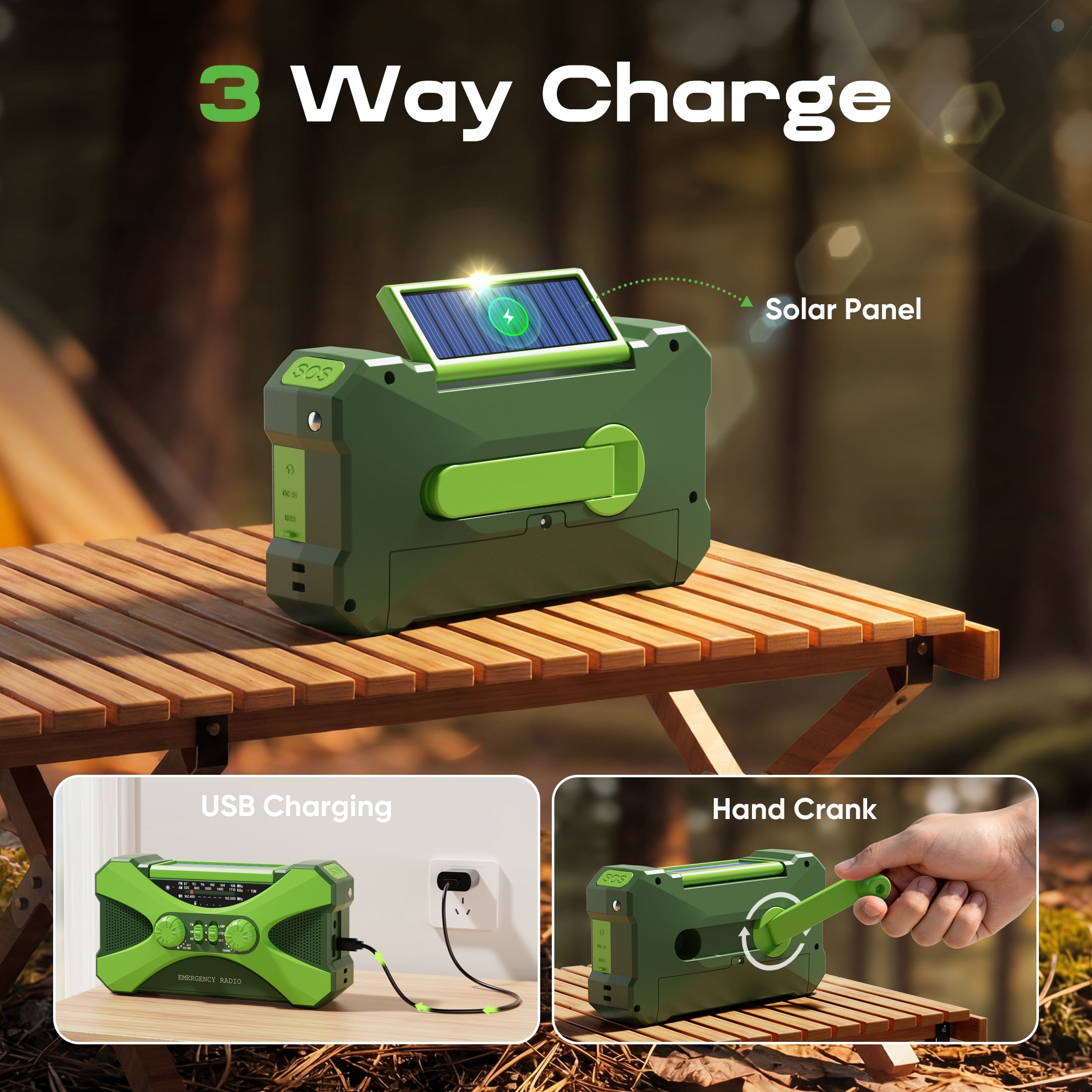 UMUTOO NOAA Emergency Radio, Solar & Hand Crank, 37000mAh Charger, Flashlight, SOS, AM/FM/WB