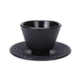 thumbnail image 3 of Juego de posavasos de hierro fundido para taza de té, tetera creativa, taza de té asiática, color negro Posavasos redondo, 3 of 9