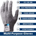 thumbnail image 1 of Guante resistente a cortes, guantes de cocina, guantes de protección de nivel 5 de seguridad de carnicero, guantes resistentes a cortes de seguridad para cocina/exterior/explorar, gris 1 par (XL) Zhivalor  GX-333, 1 of 5