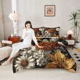 thumbnail image 4 of Homewish Boys Girls Chic Floral Flowers 3 Pieces Queen Comforter Set,Luxury Exotic Style Ultra Soft Bedding Sets,Vintage Retro Aesthetic Bedding Comforter Set Breathable,Super Cozy Room Decor, 4 of 8