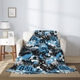thumbnail image 2 of Throw Blanket for Couch Sofa and Bed, soccer Football ball goal blue Super Soft Plush Throw Blanket, Fuzzy Cuteness Comfy Warm Washable Flannel Blanket & Throws for All Season 80"x60", 2 of 5