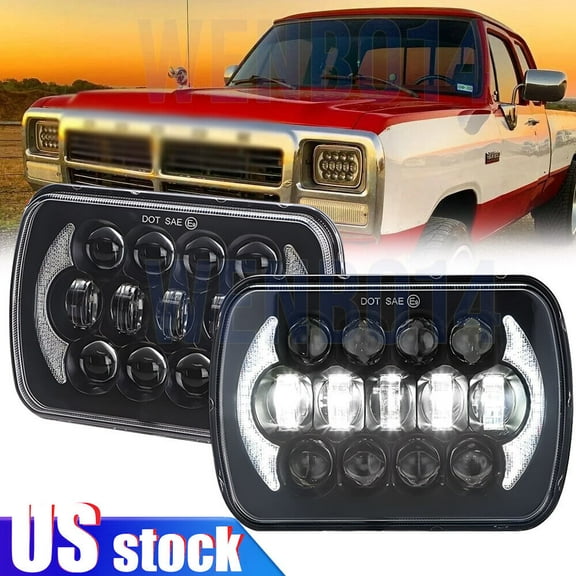 Pair For Dodge Ramcharger 1981-1993 5X7 7X6" LED Headlights Hi/Lo Beam DRL H6054