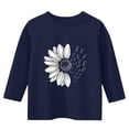thumbnail image 3 of Big Kids Girls Navy 3/4 Sleeve Shirt Casual Crewneck Top Stretchy Soft Tee Cute Butterfly Flower Graphic,Size 4-5T, 3 of 5