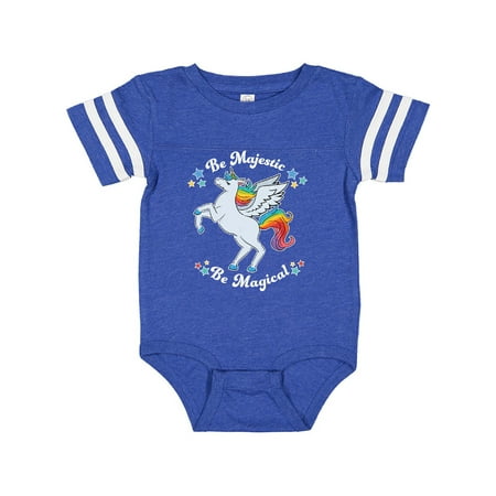

Inktastic Rainbow Unicorn-Be Majestic Be Magical Gift Baby Boy or Baby Girl Bodysuit