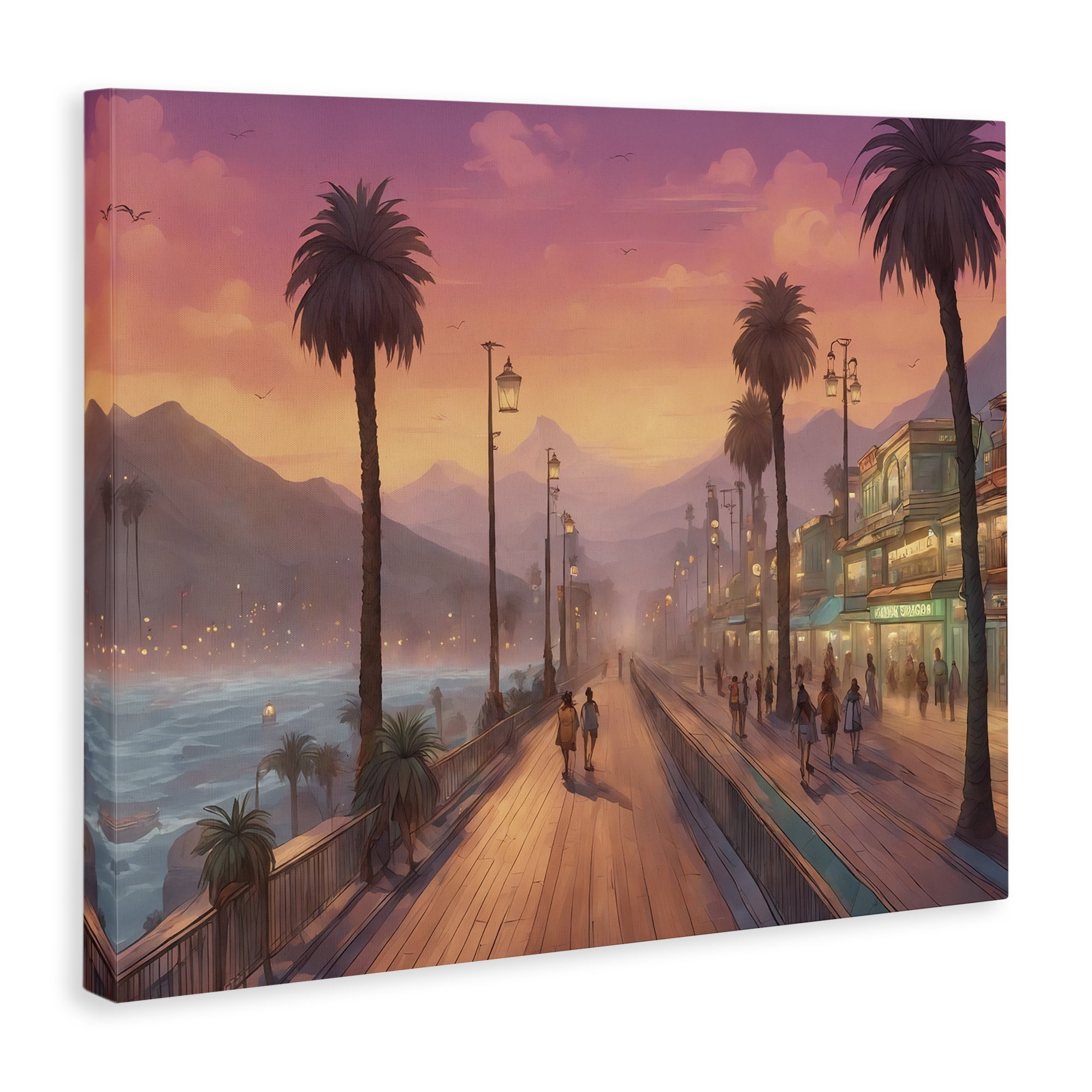 Stupell Industries Busy Tropical Boardwalk Landscape & Nature Painting Wrapped Canvas Art Print Wall Art, 48 x 36