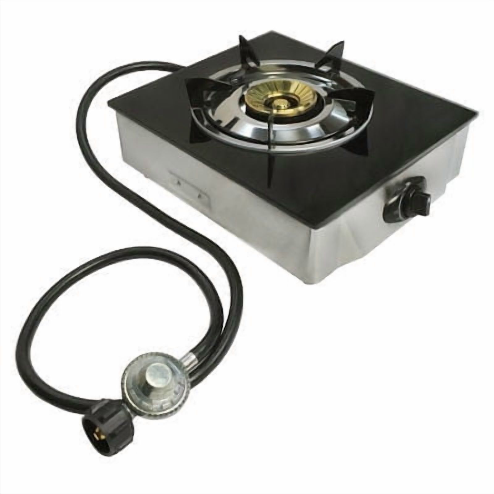 Portable 12" x 14" Glass Top Single Burner Propane Stove Gas Cooker 10,000 BTU/H