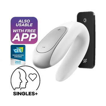 Satisfyer Double Fun Couples Vibrator with App Control and Wireless Remote - G-Spot and Clitoral Stimulation, Partner Toy, U-Shape - Compatible with Satisfyer App, Waterproof, Rechargeable (White)