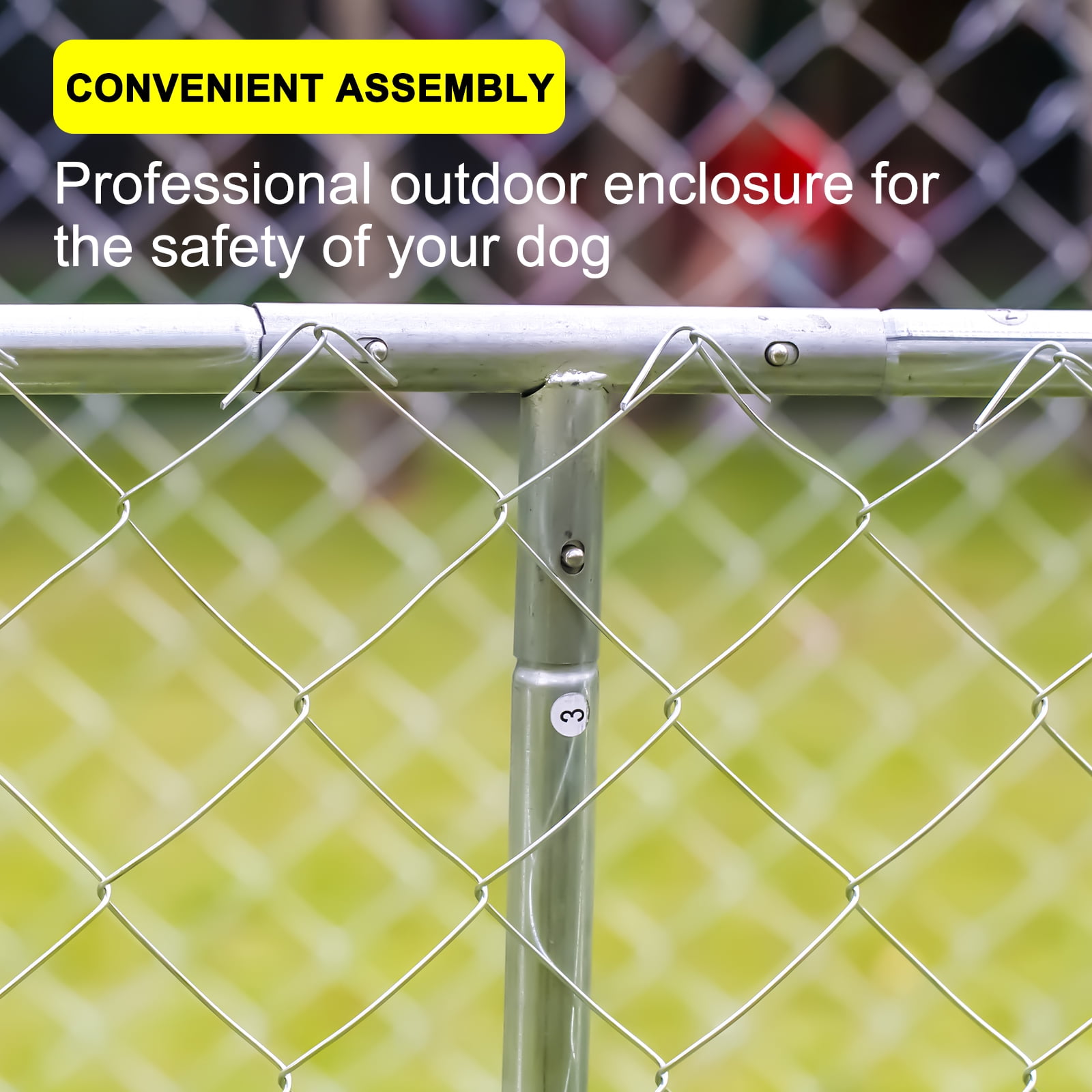 Yamissi 10 x 10 ft Large Outdoor Dog Run Kennel Heavy Duty Metal Pet Fence Pen Playpen Dog Enclosure Cage with Waterproof Cover