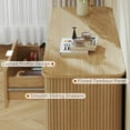 thumbnail image 4 of Tomnk woo Fluted 6-Drawer Dresser for Bedroom, Mid-Century Modern Chest with Curved Profile, Dresser TV Stand, Wood Storage Cabinet for Living Room, Entryway, Hallway, Oak, 4 of 7