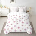thumbnail image 3 of Manfei Blossoms Floral Leaf 7-Piece Bedding Comforter Set, Pink Plum Flower King Bedding Sets, Teens Kids Boys Girls Reversible Bed Sheets, Breathable Home Decor, 3 of 8