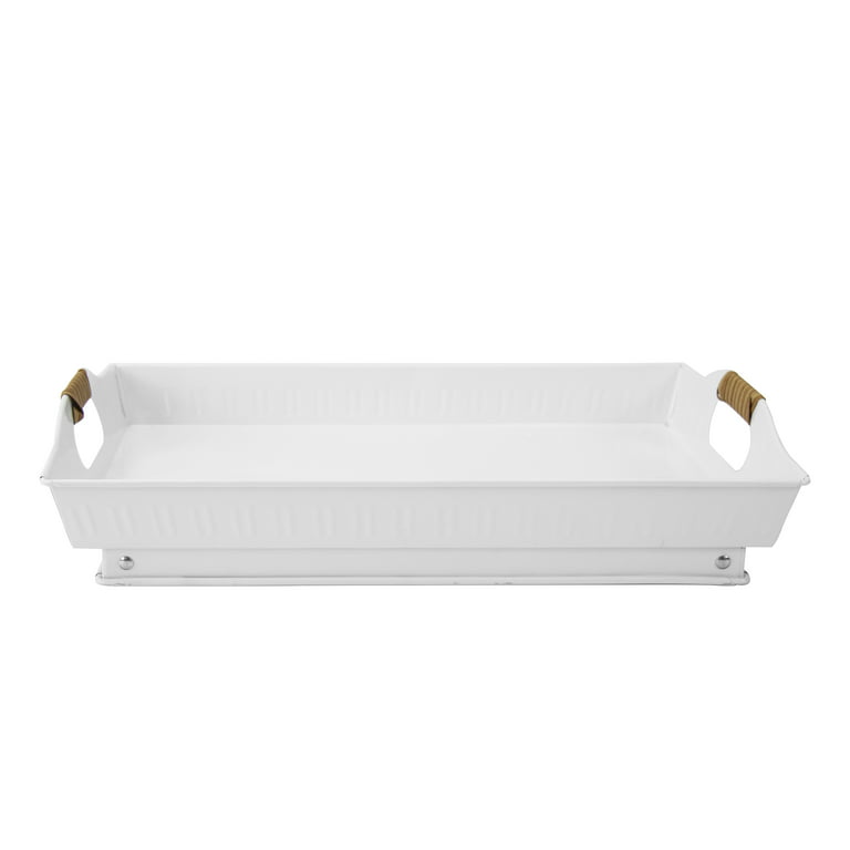 Better Homes & Gardens- White Rectangle Galvanized Bed Tray, 18.5