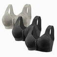 thumbnail image 2 of TARIENDY Front Closure Bra for Older Women Plus Size Push Up Bra for Large Breast Wide Straps Full Coverage Lace Bralette Wireless Everyday Bra Pack of 3 Black XXXXL, 2 of 4