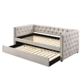 thumbnail image 1 of ACME Romona Button Tufted Fabric Upholstered Full Daybed and Trundle in Beige, 1 of 7