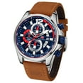 thumbnail image 3 of Watches For Men Quartz Wrist Watch Brown Leather Strap Chronograph Casual Wristwatch, 3 of 6