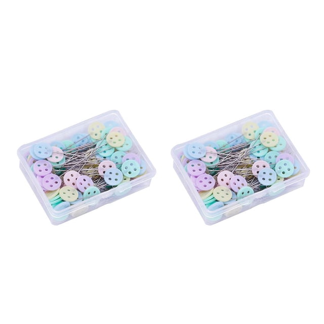 sweethay Alfileres de confección, agujas de coser de posicionamiento de retazos, herramientas de costura decorativas para el hogar, Color 4 agujeros 50PCS 2Conjunto
