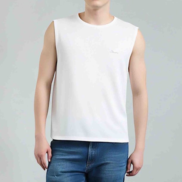 pstuiky Camisetas sin mangas para hombre, Camiseta holgada sin mangas con textura de seda helada de verano para hombre Tops elegantes para mujer xl