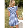 thumbnail image 6 of Women's Plaid Butterfly Sleeve Deep V Dress with Cap Sleeves and Flattering A line Hem 50% polyester 50% rayon, 6 of 8