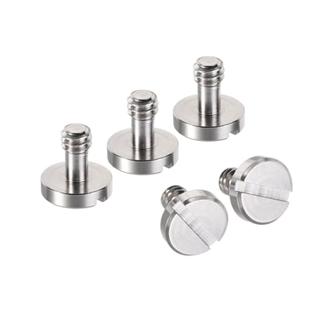 Uxcell 1/4 Mounting Screw Adapter Slotted 0.16 Alloy Steel Nickel Plated Silver Tone 5Pack