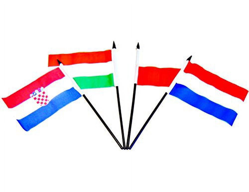 EUROPEAN UNION (EU) WORLD FLAG SET with BASES--28 Polyester 4"x6" Flags, One Flag for Each Country in the European Union (EU), 4x6 Miniature Desk & Table Flags, Small Mini Stick Flags