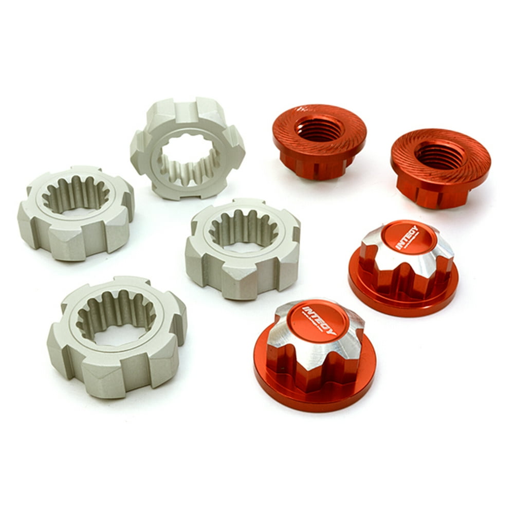 Integy RC Toy Model Hopups C27149RED Billet Machined 24mm Wheel Adapters & 17mm Wheel Nuts for