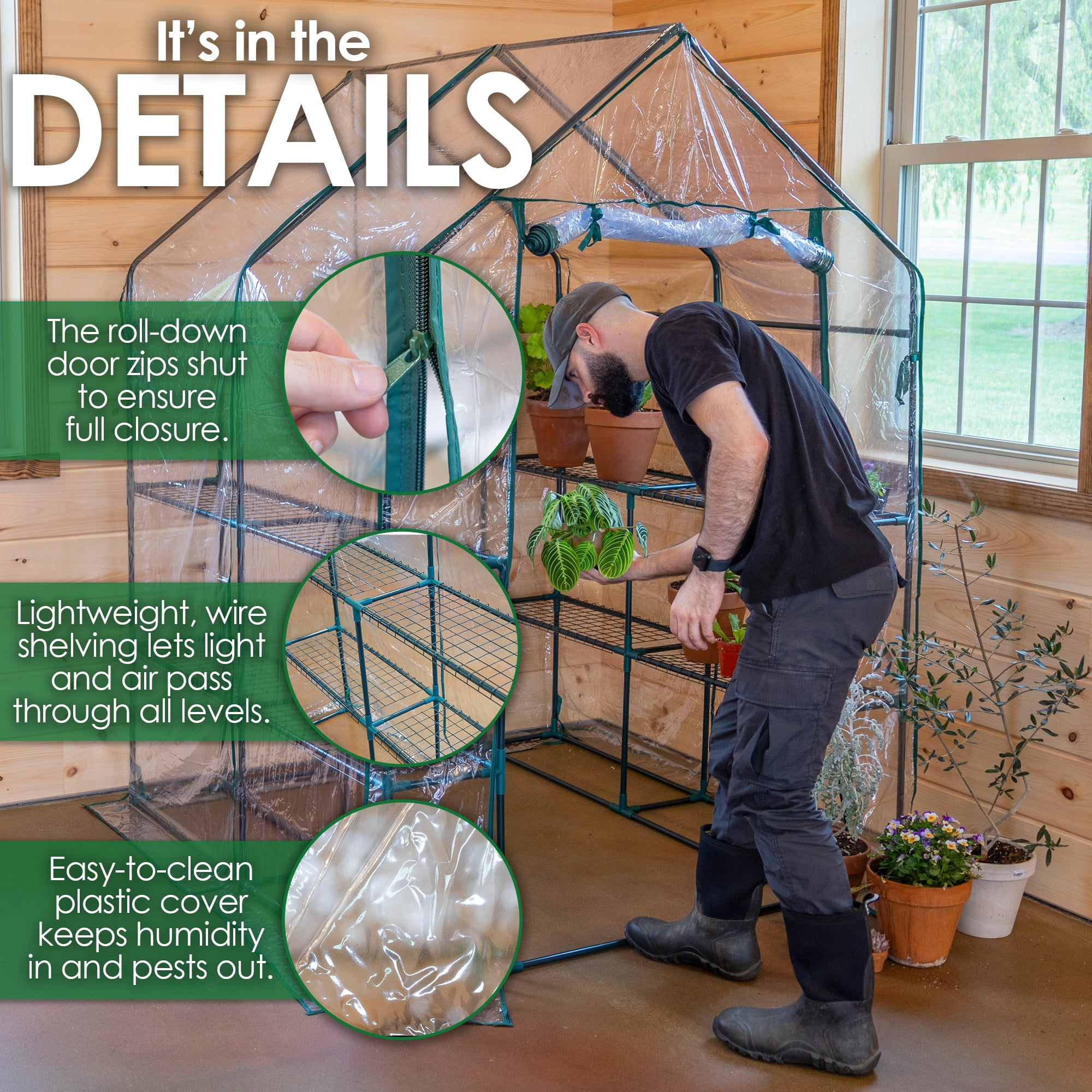 Garden Elements Plastic Indoor/Outdoor Standing Greenhouse, Unvented, Clear, Large, 77"