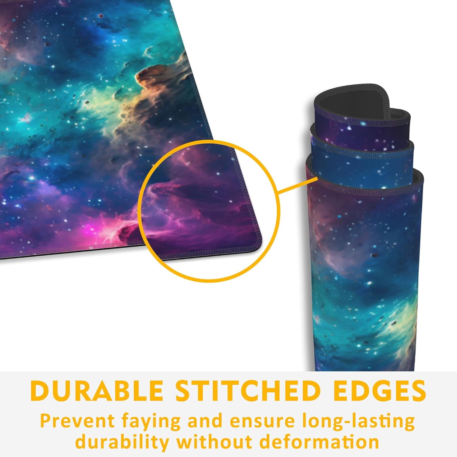 Desk Mat,Cosmic Aurora Line Gaming Mouse Pad,31.5""X15.7"" Large Desk Pad with Stitched Edge Non-Slip Base Keyboard Big Mouse Pad for Office Home Work Gaming, WDQ-D06