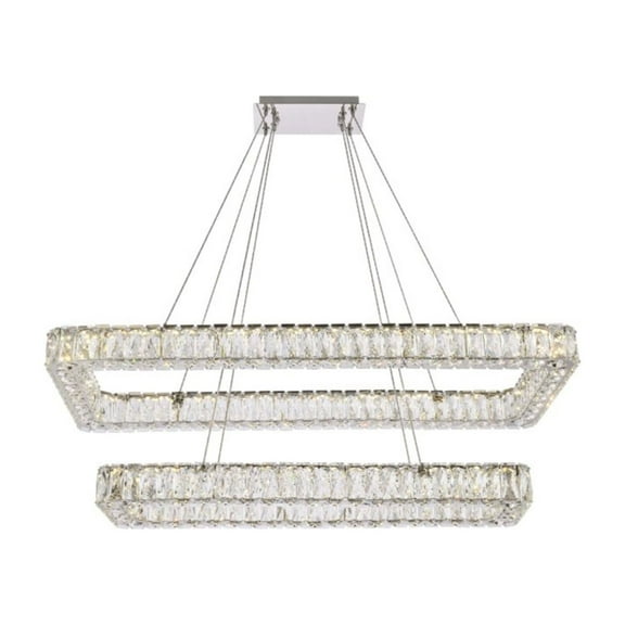 Monroe 42 inch LED double rectangle pendant in chrome