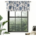 thumbnail image 6 of DriftAway Freda Jacobean Floral Linen Blend Blackout Thermal Insulated Energy Saving Privacy Window Curtain Valance Rod Pocket 2 Layers Single 50 Inch by 18 Inch plus 2 Inch Header Navy Beige, 6 of 7