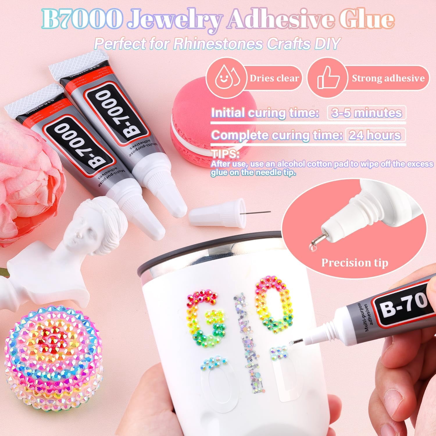 Complete Bedazzling Kit with B7000 Glue: 40000Pcs 40 Colors 3mm Jelly Flatback Rhinestones Set with Tools, Resin Gems Bedazzler Craft Kit for Crocs Tumblers Shoes
