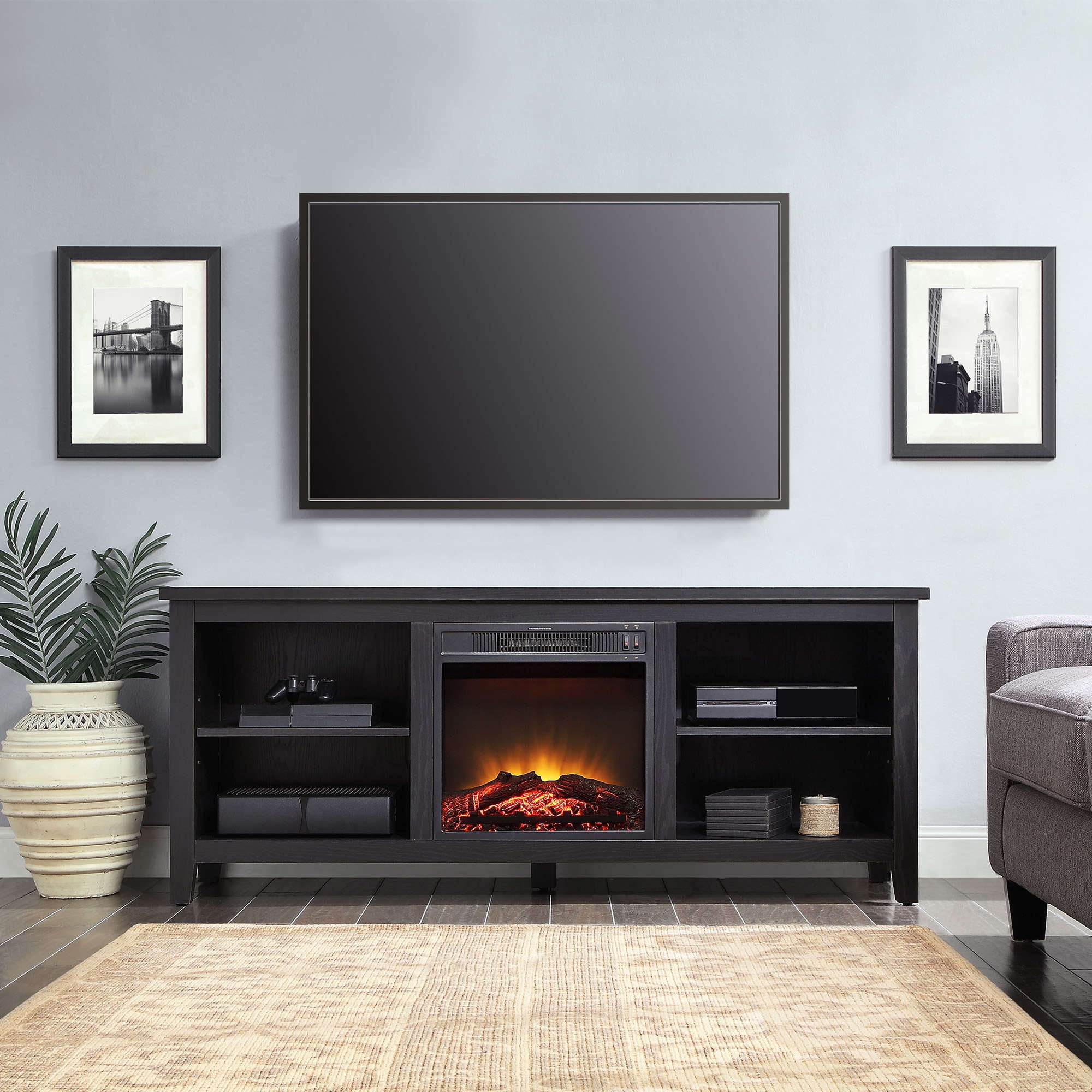 TV Stand Fireplace 70 inch Flat Screen Entertainment Media Home Center Console | eBay TV Stand Fireplace 70 inch Flat Screen Entertainment Media Home Center Console Mainstays Media Fireplace for Flat Panel TVs up to 70"