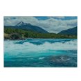 thumbnail image 3 of Nature Cutting Board, Flowing River Rapids Cloudy Snowy Mountain Forest Trees Wildlife Theme, Decorative Tempered Glass Cutting and Serving Board, Small Size, White Green Grey, by Ambesonne, 3 of 5