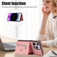 thumbnail image 4 of For Iphone 14 Plus Zipper Rfid Card Slot Phone Case With Short Lanyard(Rose,iPhone 16 Plus, 4 of 7