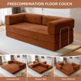 thumbnail image 3 of 78.7" W Combination Sofa, Convertible Sofa Couch,Corduroy Boneless Floor Sleeper Sofa for Small Spaces Comfort For Apartment Bedroom,Orange, 3 of 10
