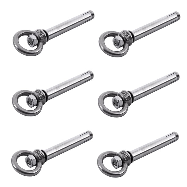 12 Piezas de Pernos de Anclaje de Acero Inoxidable Estilo Crudo M6 x 82 mm, Plata