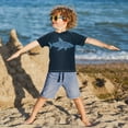 thumbnail image 3 of FORMRS Boys Rash Guard with Short Sleeves UPF 50+ Swim Shirts Sizes 3-12T, Blue Shark, 3 of 6
