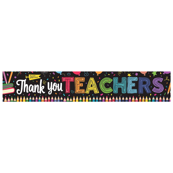 Colorful Pencil Thank You Banner Teachers Appreciation Week Balloons Celebration for Classroom Decor School Event