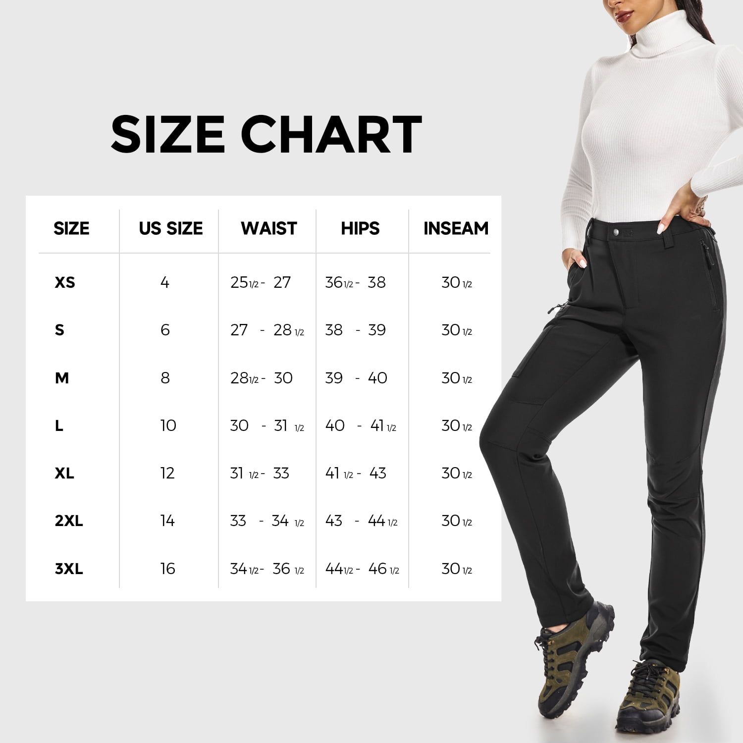 Moosehill Womens Snow Ski Pants Fleece Lined Winter Hiking Outdoor Water Resistant Windproof Black M