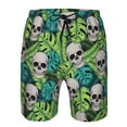 thumbnail image 4 of Kdxio Skull and Palm Leaves Pattern Mens Casual Shorts - Drawstring Summer Beach Sports Shorts for Men, 4 of 9