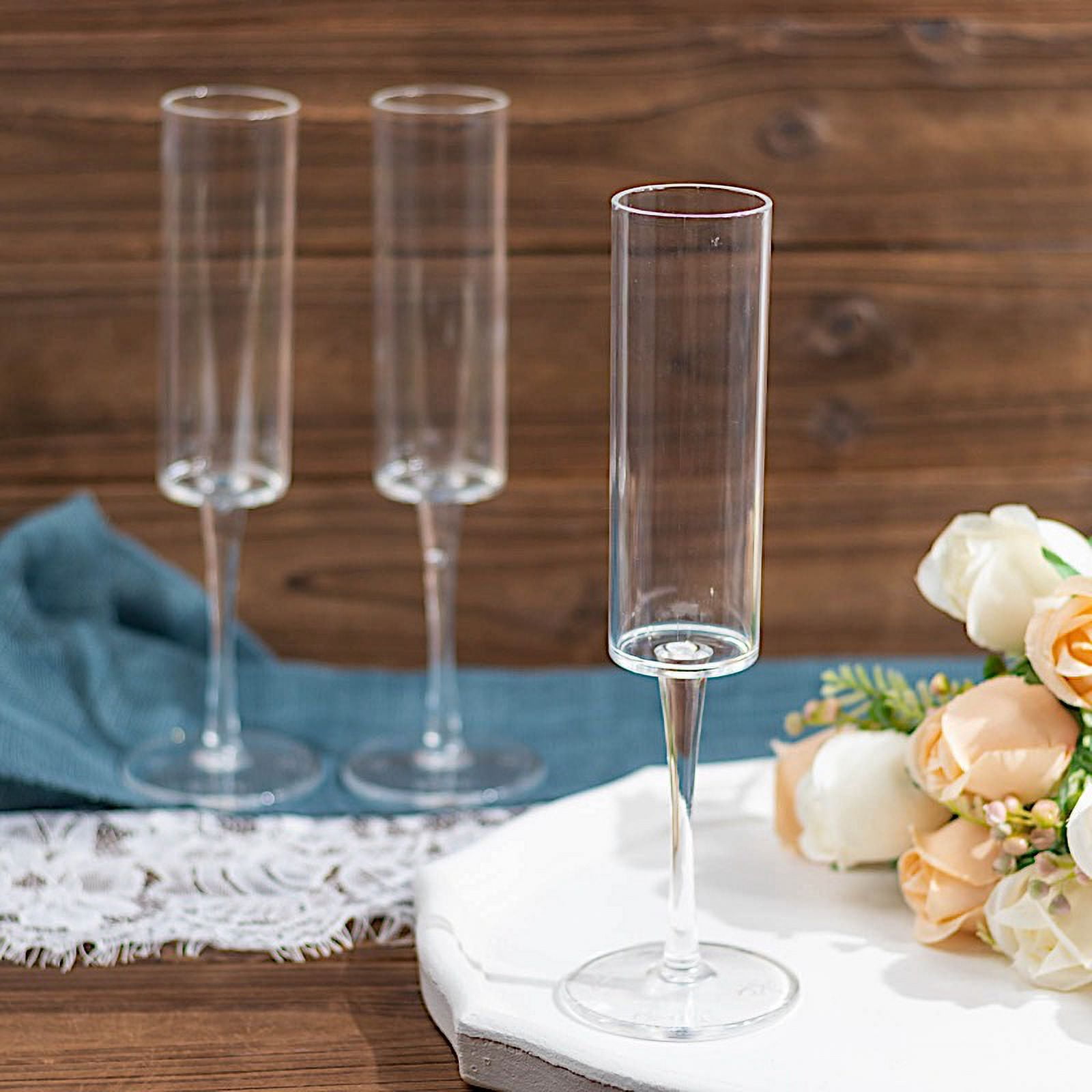 BalsaCircle 6 Clear 6 oz Cylindrical Reusable Plastic Champagne Flutes Party Events Supplies
