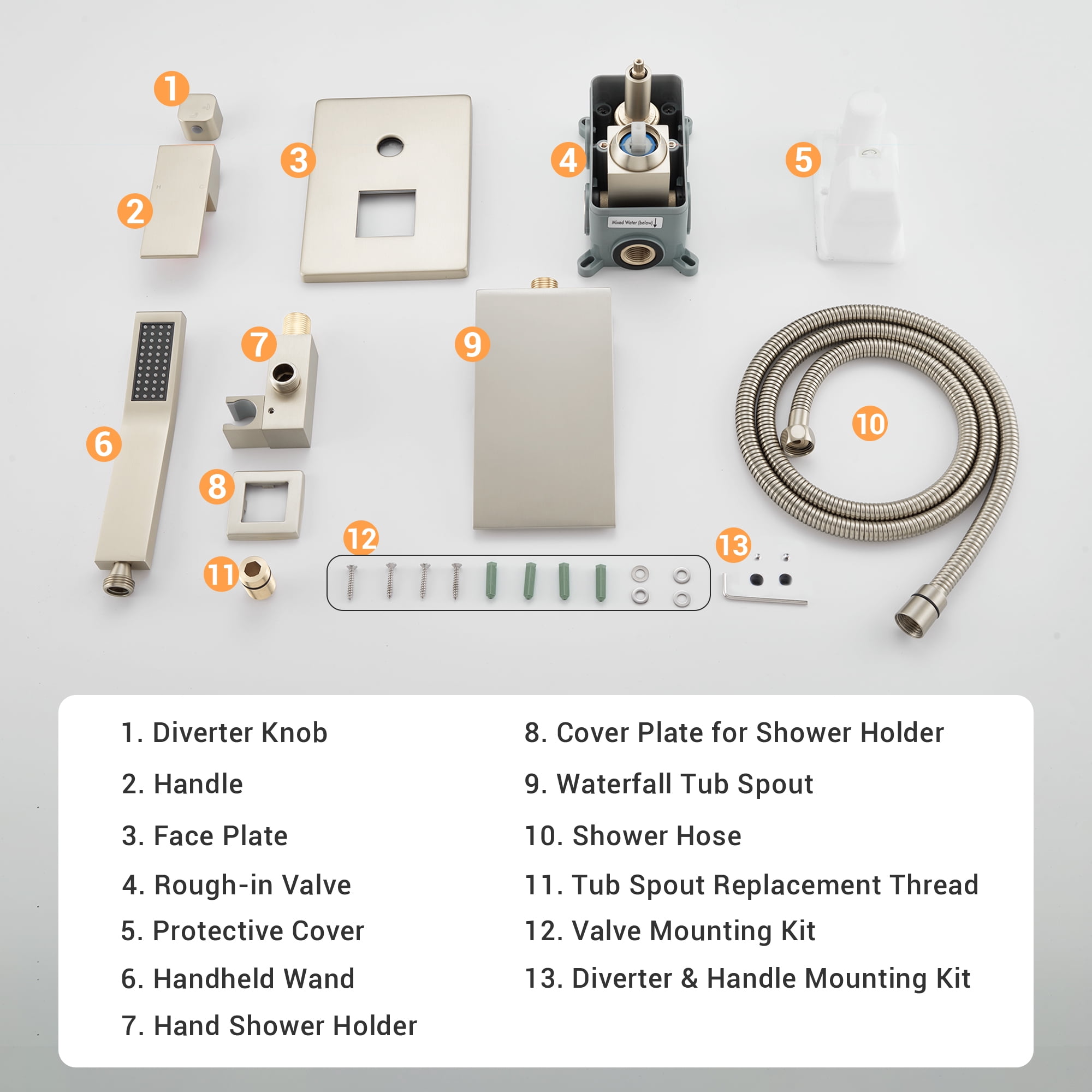 Tub Shower Faucets Sets Complete Brushed Gold Bathtub Shower System with Tub Spout, Bathtub Faucet Set Tub and Shower Faucet Combo Trim Kit with Rough-in Valve