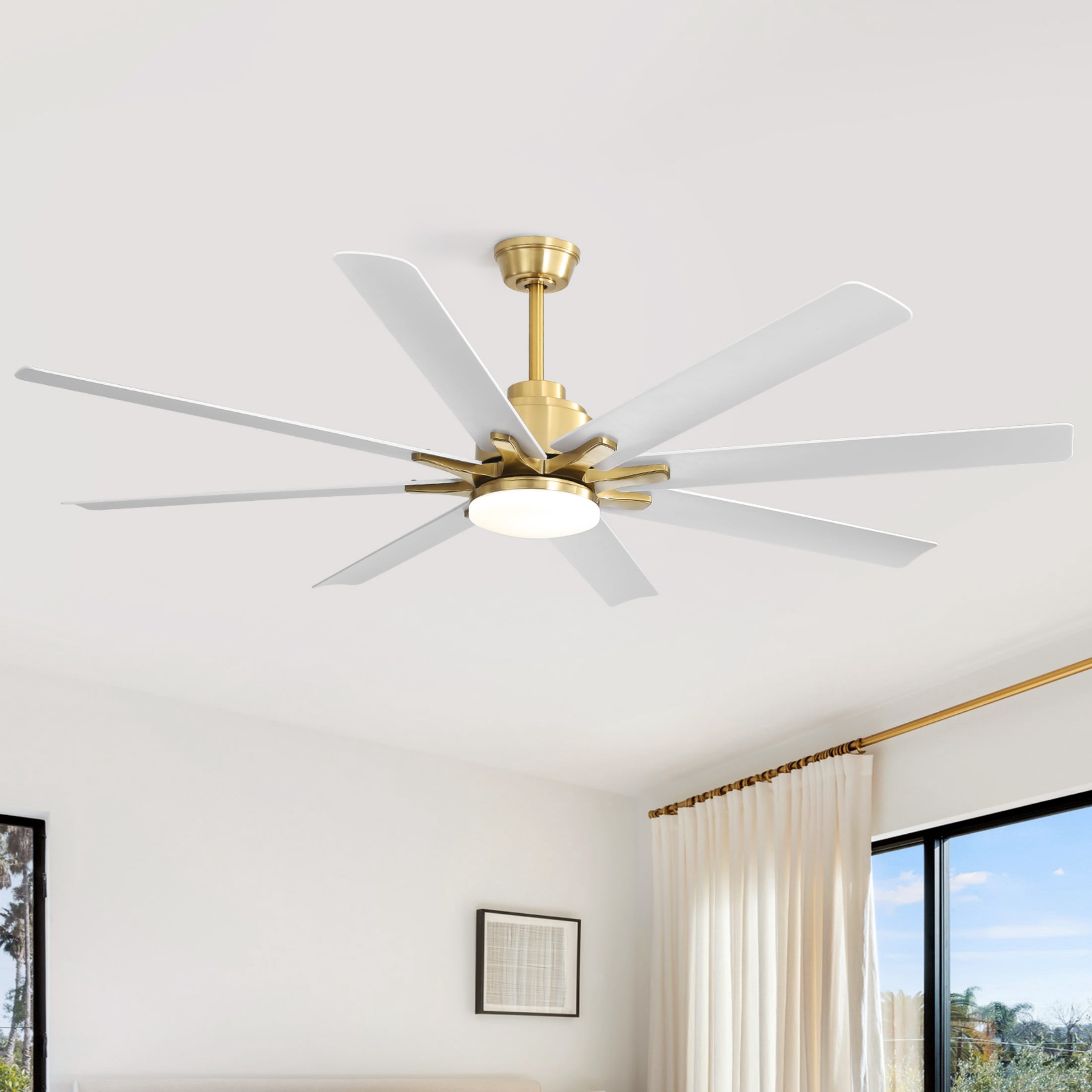 Sofucor 66 Inch Nickel Modern LED Ceiling Fans with Lights and Remote