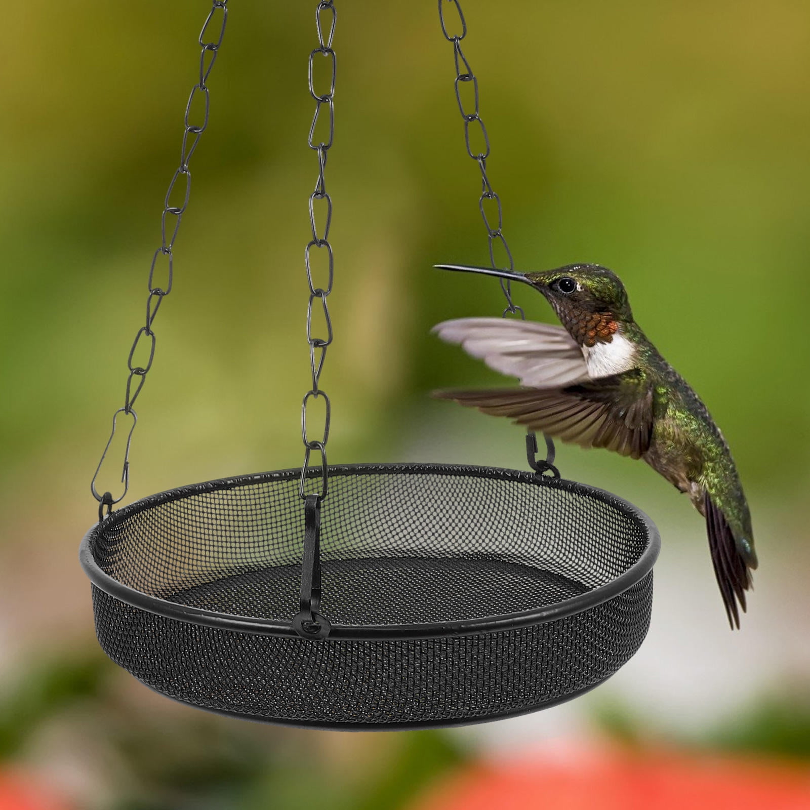 Alasum Black Steel Hanging Bird Feeder Outdoor Garden and Yard Accessory for Wild Birds