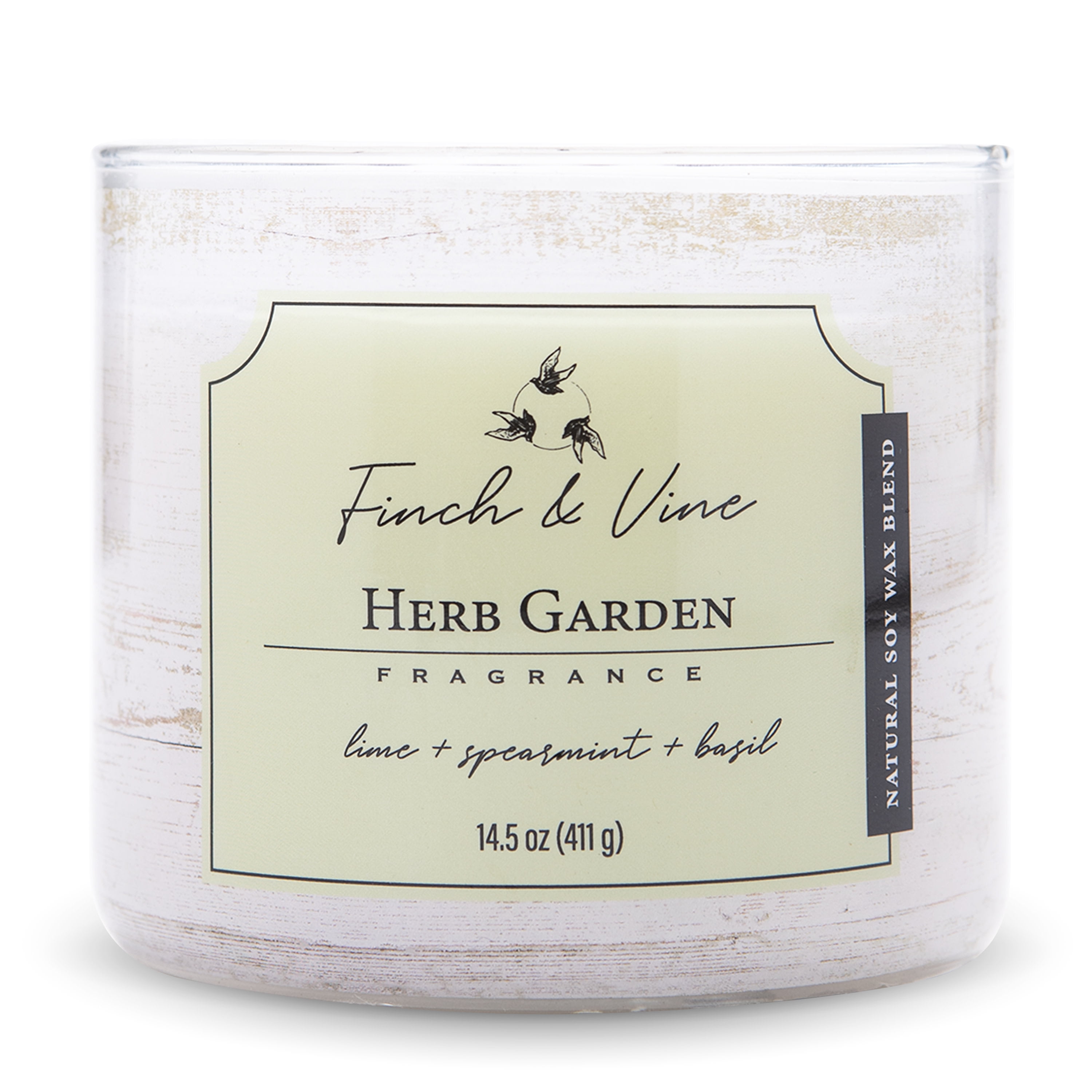 Carolina Candle Herb Garden 14.5Oz, 3 Wick Candle, White