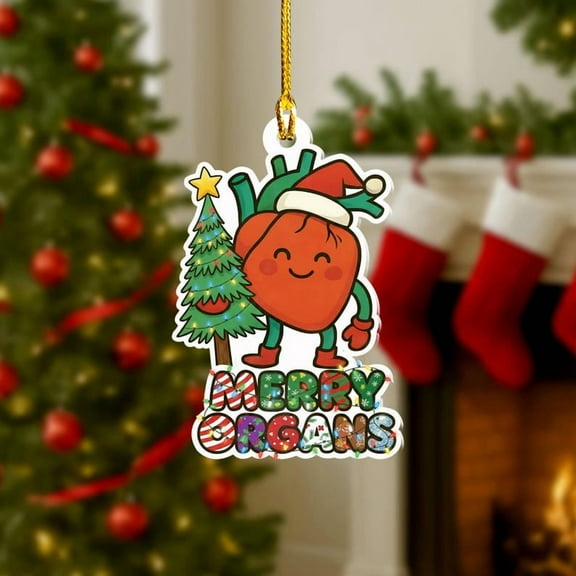 TiniDecor Merry Organs Heart Ornament 2025, Funny Christmas Tree Decor, Acrylic, Double-Sided
