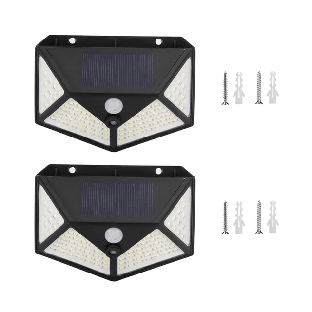 Lámpara de pared Solar de cuatro lados para exteriores, 100LED, impermeable, inducción infrarroja del cuerpo humano, 2 uds.